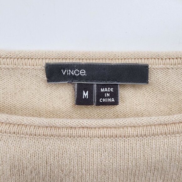 VINCE Colorblock Wool Cashmere Oversized Sweater Cream Black Gray - Picture 3 of 4